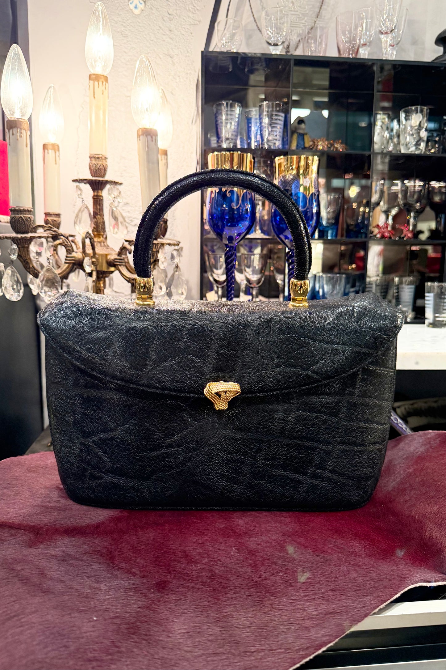 vintage bag 希少な象皮ハンドバッグ