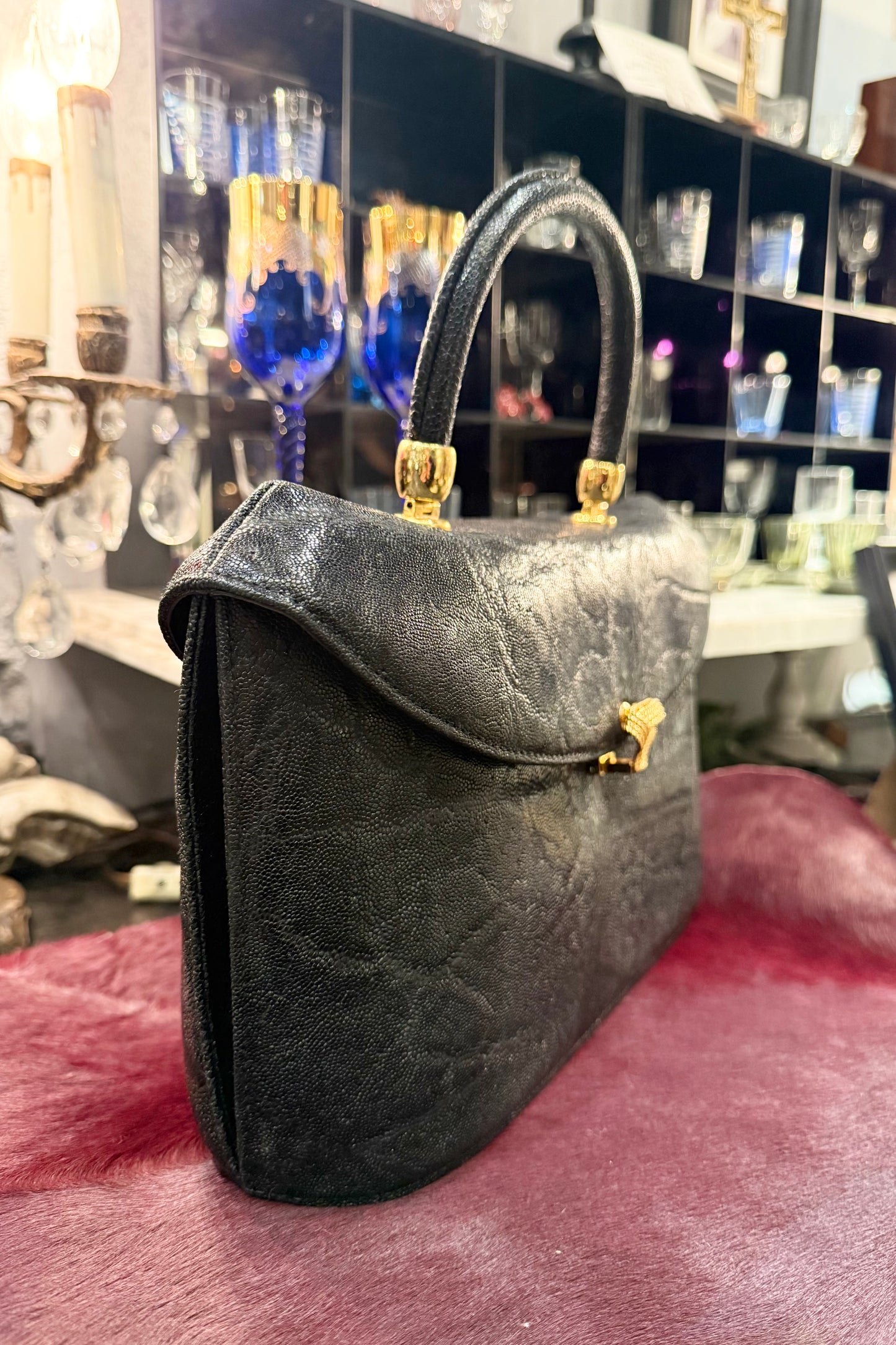 vintage bag 希少な象皮ハンドバッグ