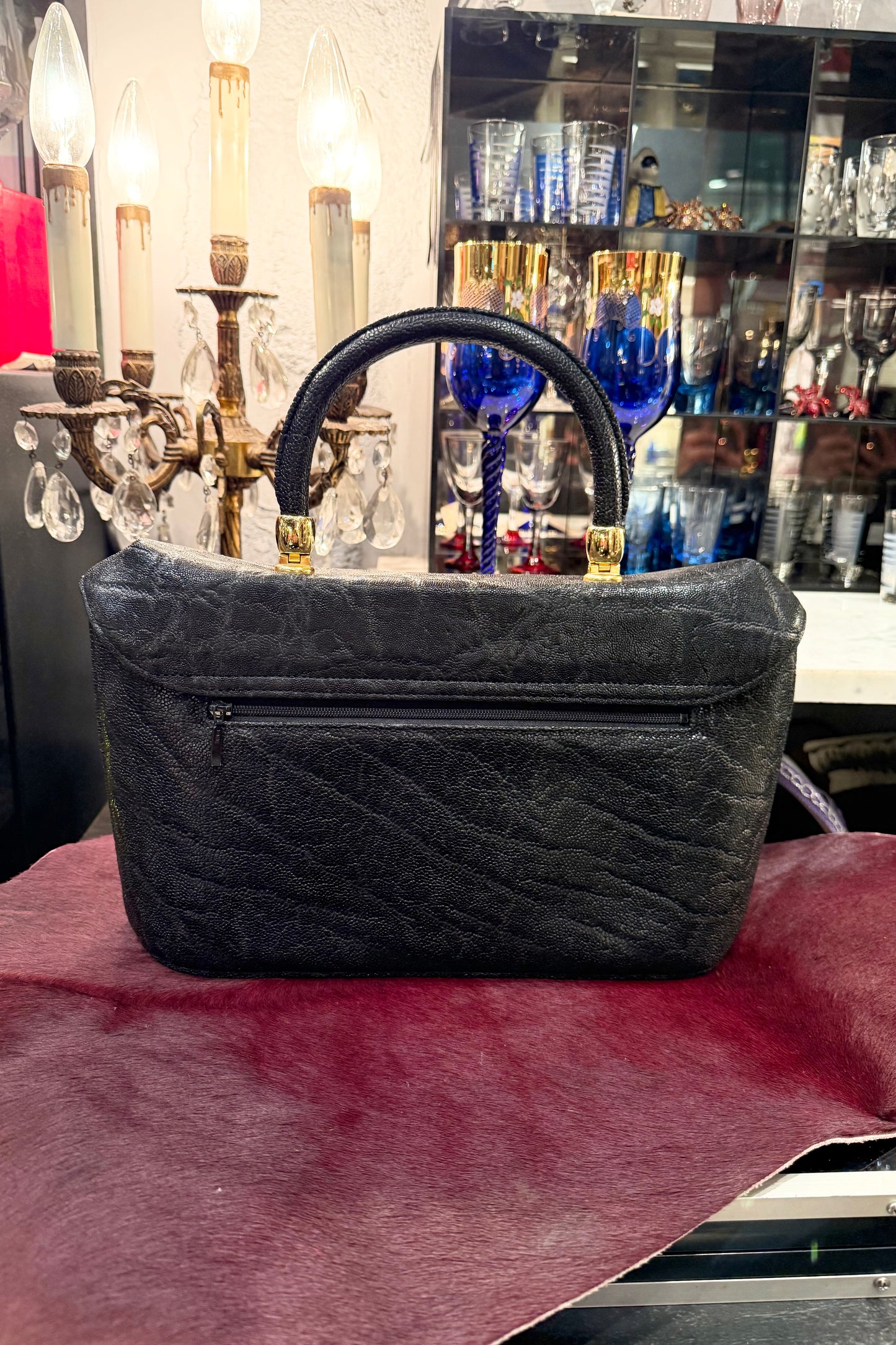 vintage bag 希少な象皮ハンドバッグ