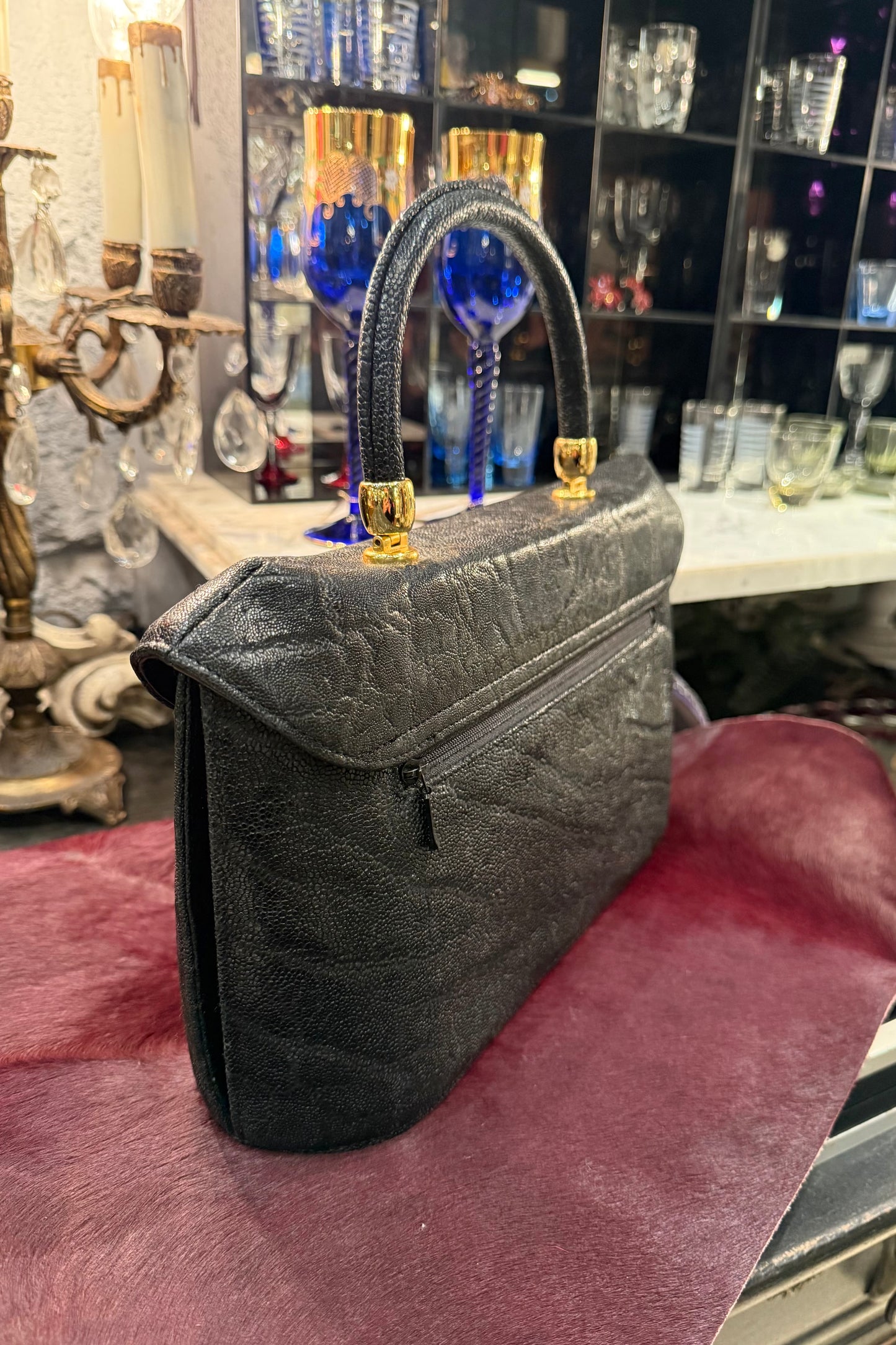 vintage bag 希少な象皮ハンドバッグ