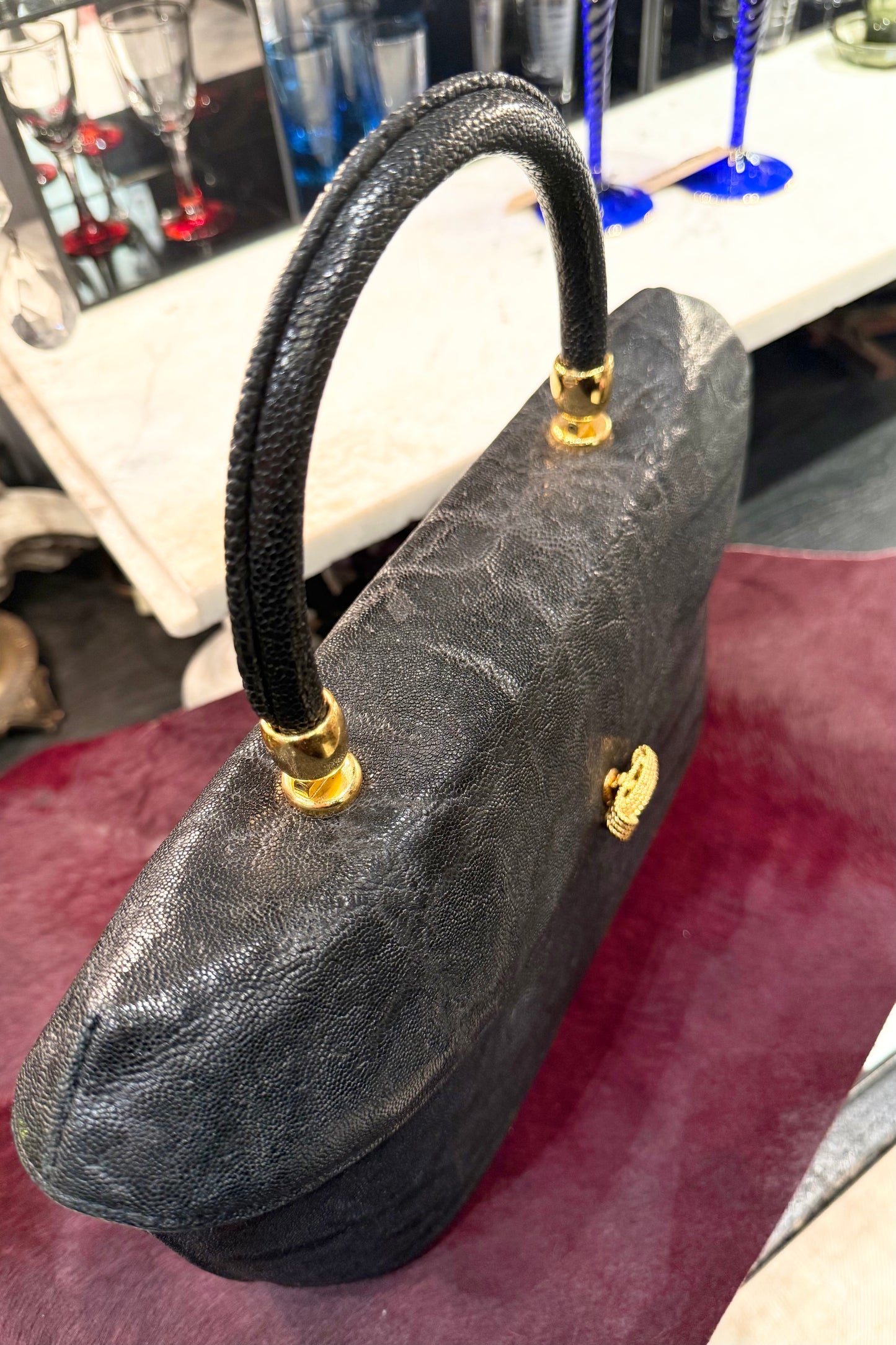 vintage bag 希少な象皮ハンドバッグ