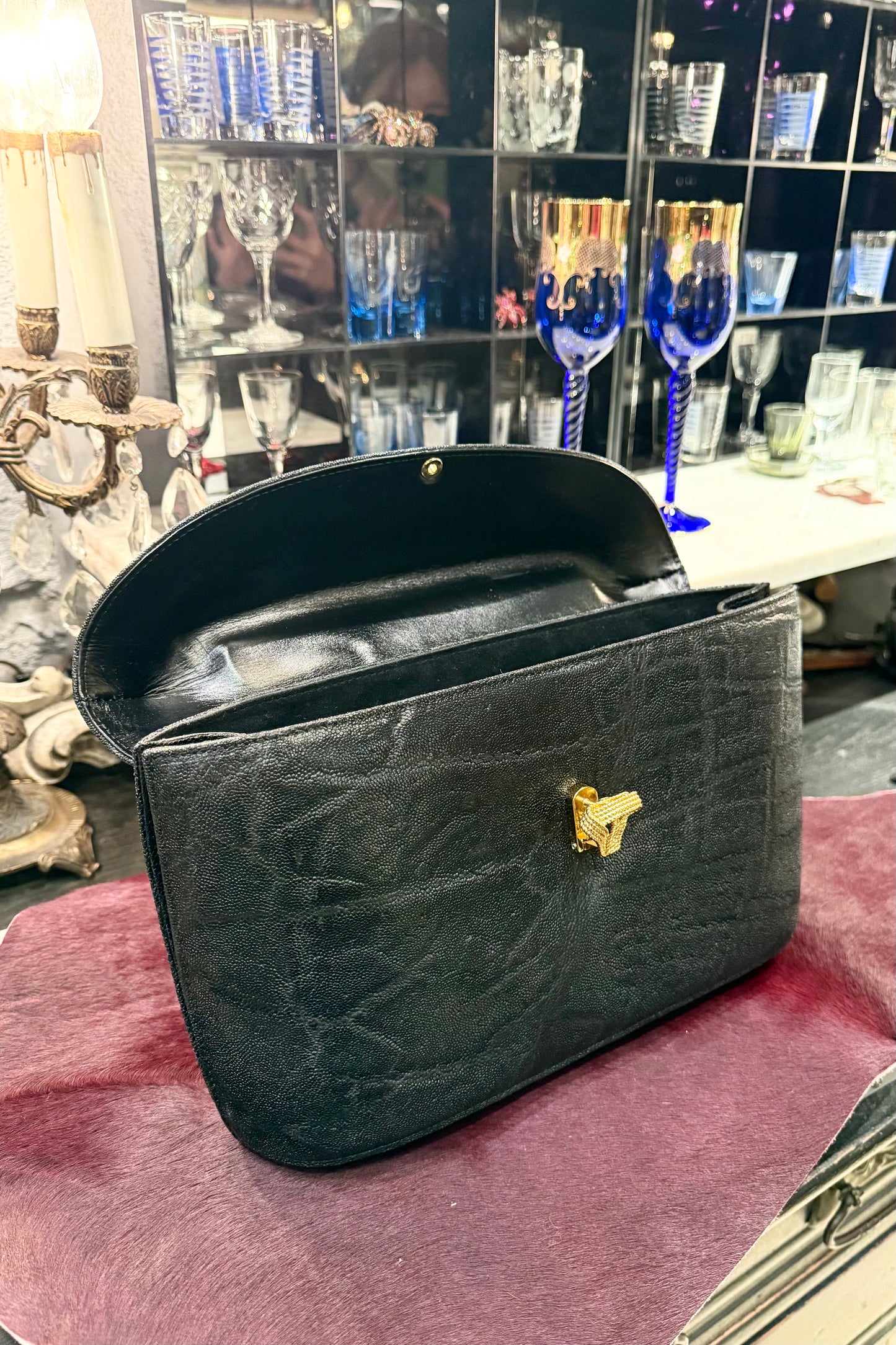 vintage bag 希少な象皮ハンドバッグ