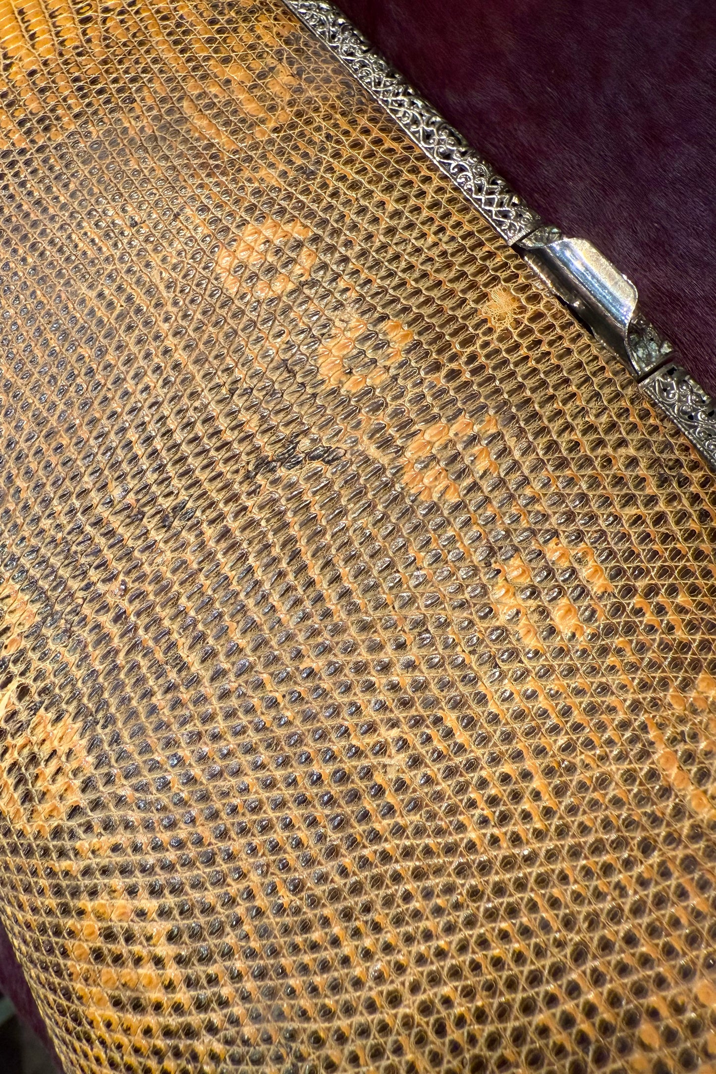 vintage bag マスタードカラー リザード革クラッチ