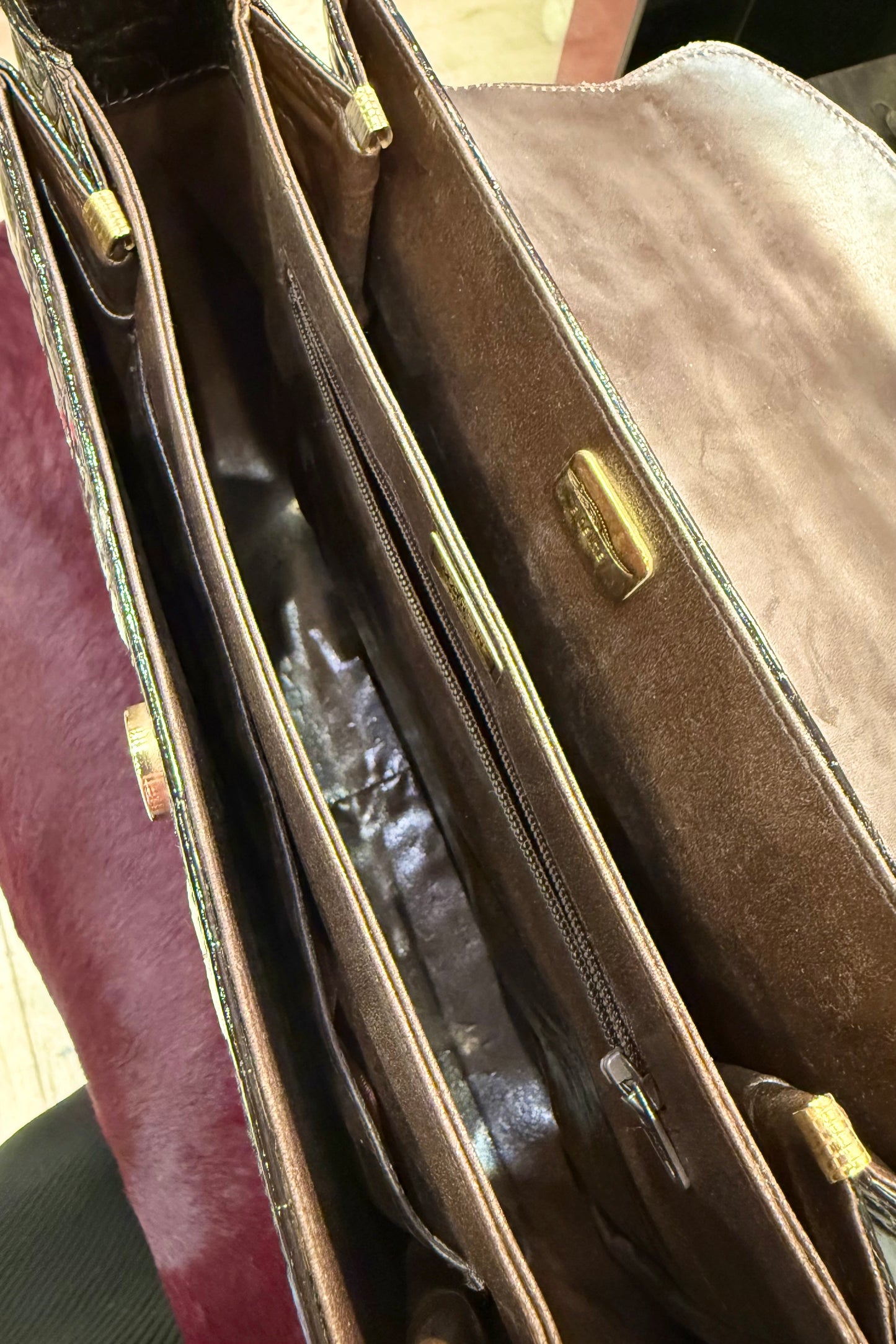 vintage bag イタリア製 クロコダイルハンドバッグ