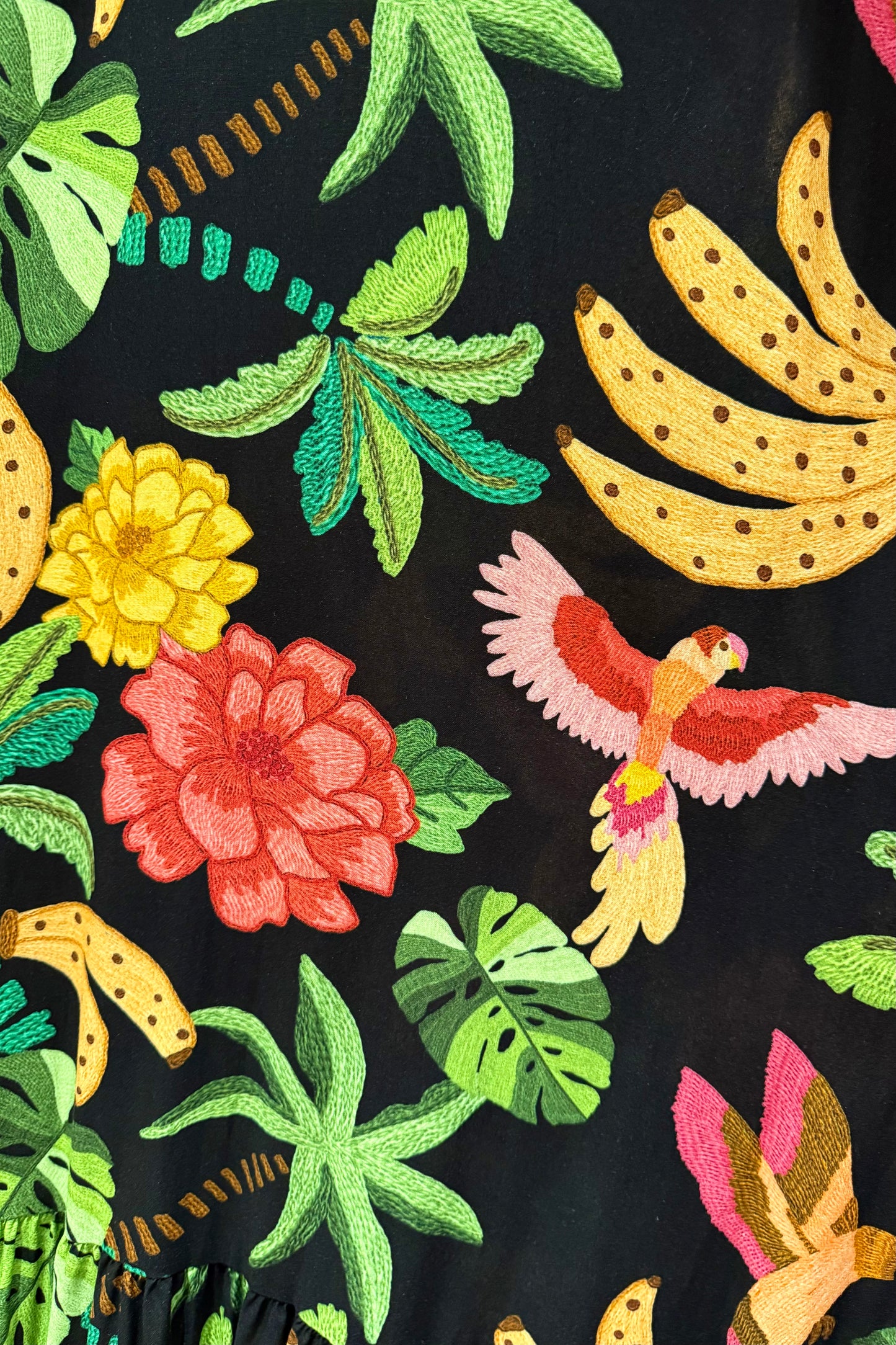 イタリア製 南国刺繍柄シャツワンピース