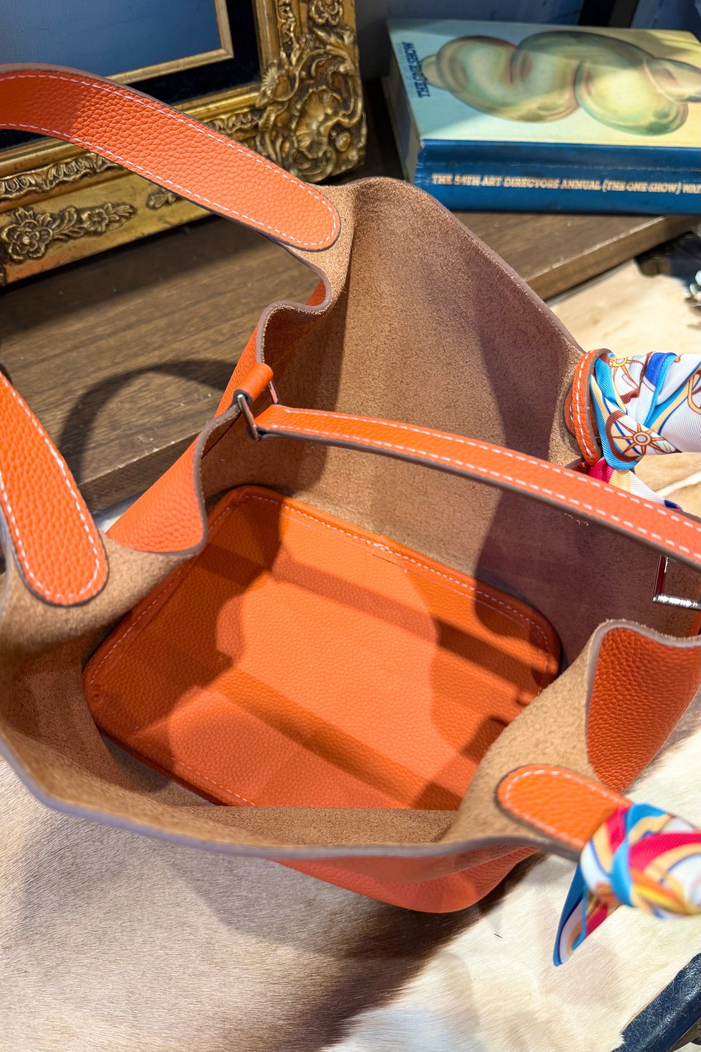 サンレモシリーズ/Lオレンジ 牛革bag