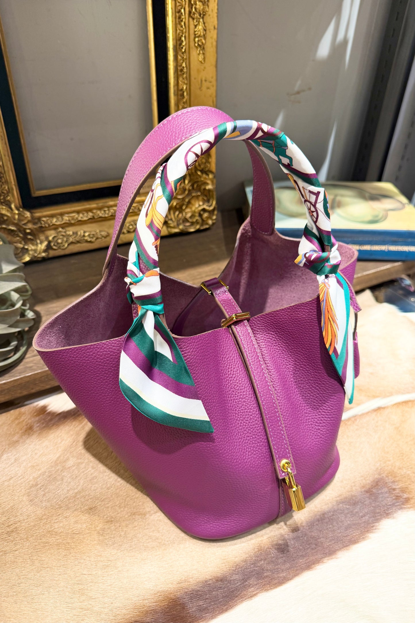 サンレモシリーズ/Lバイオレット 牛革bag