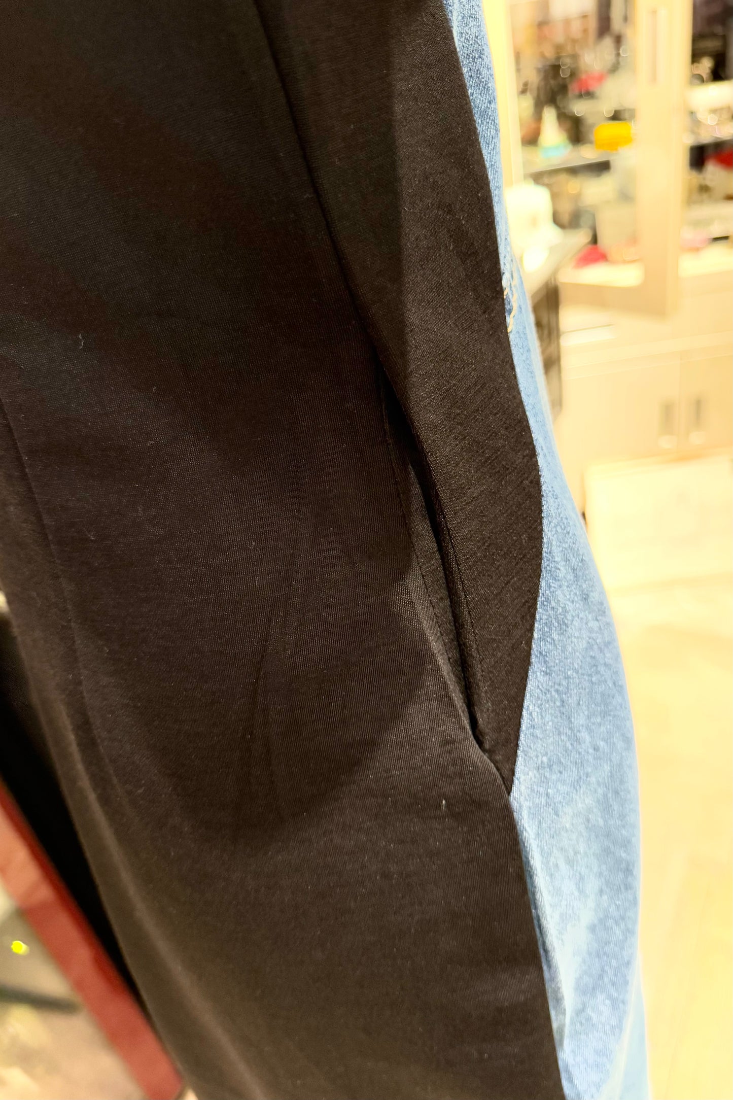 デニム切り替えミモレ丈ワンピース