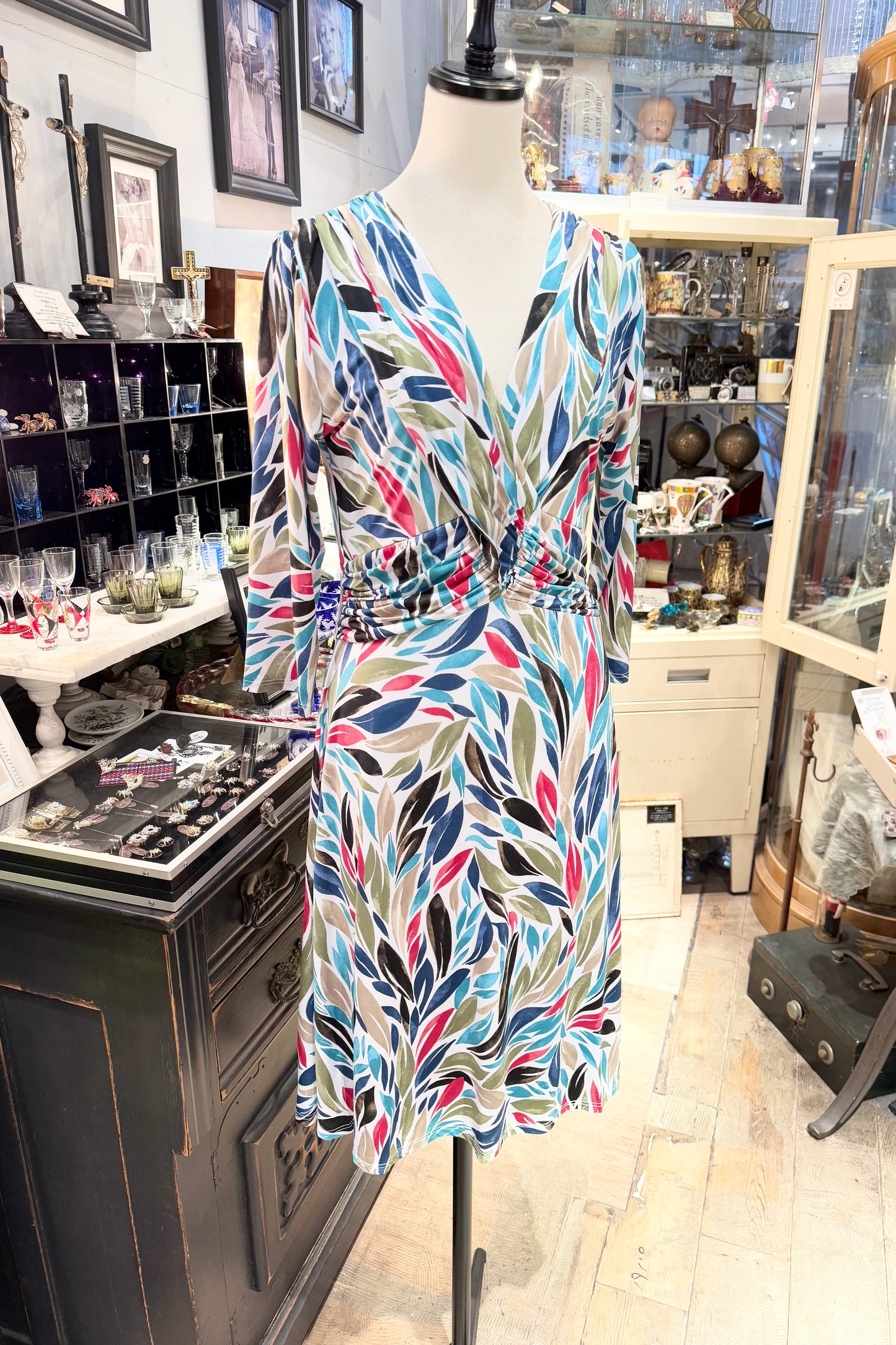 JOY`s PARIS リーフ柄ワンピース