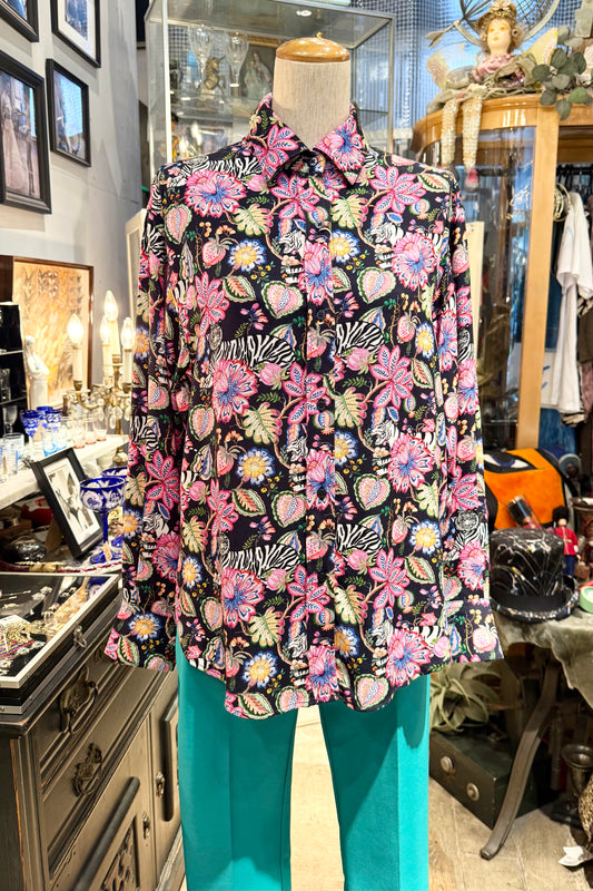 VILAGALLO Spain  夜の熱帯ジャングル柄シャツ