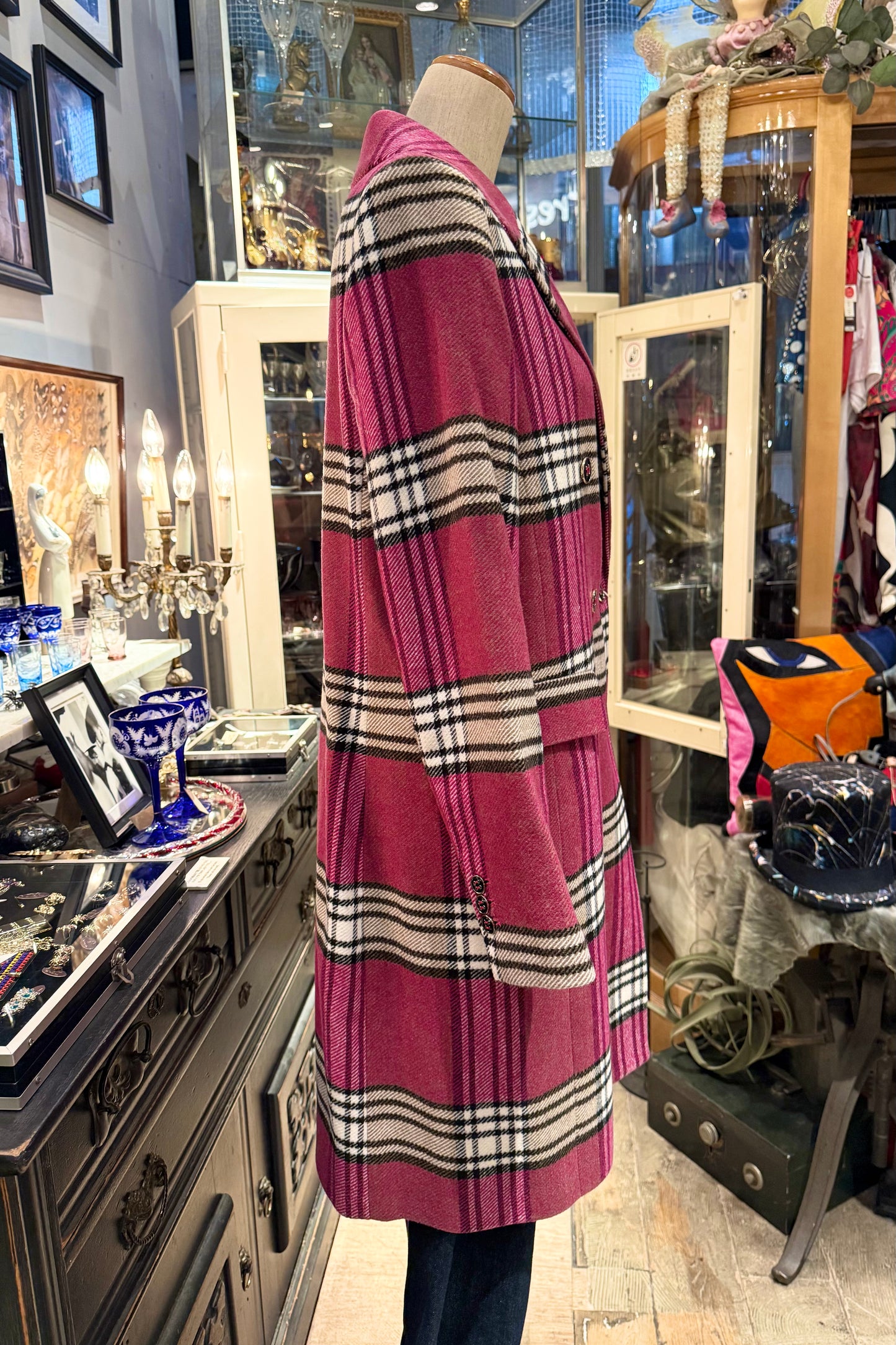 VILAGALLO Spain ピンクチェックコート