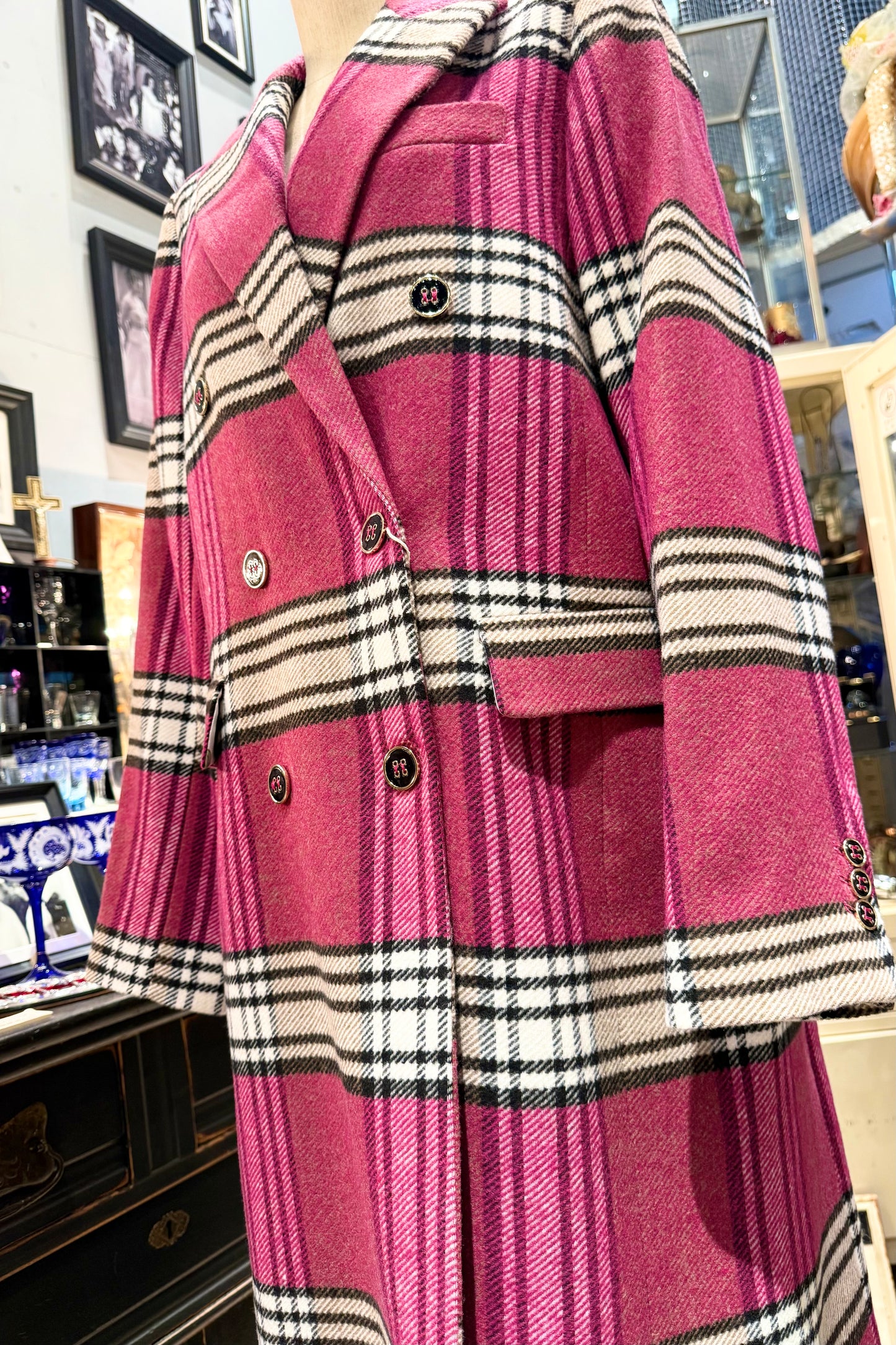 VILAGALLO Spain ピンクチェックコート