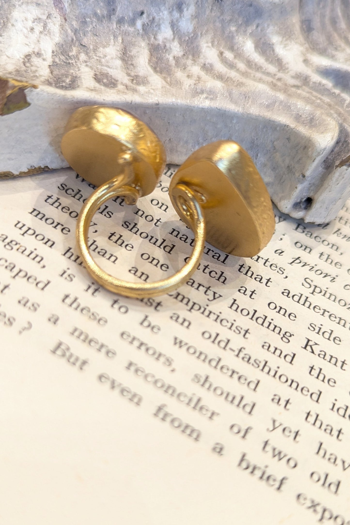 トルコ アマゾナイトとストロベリークォーツ2連リング