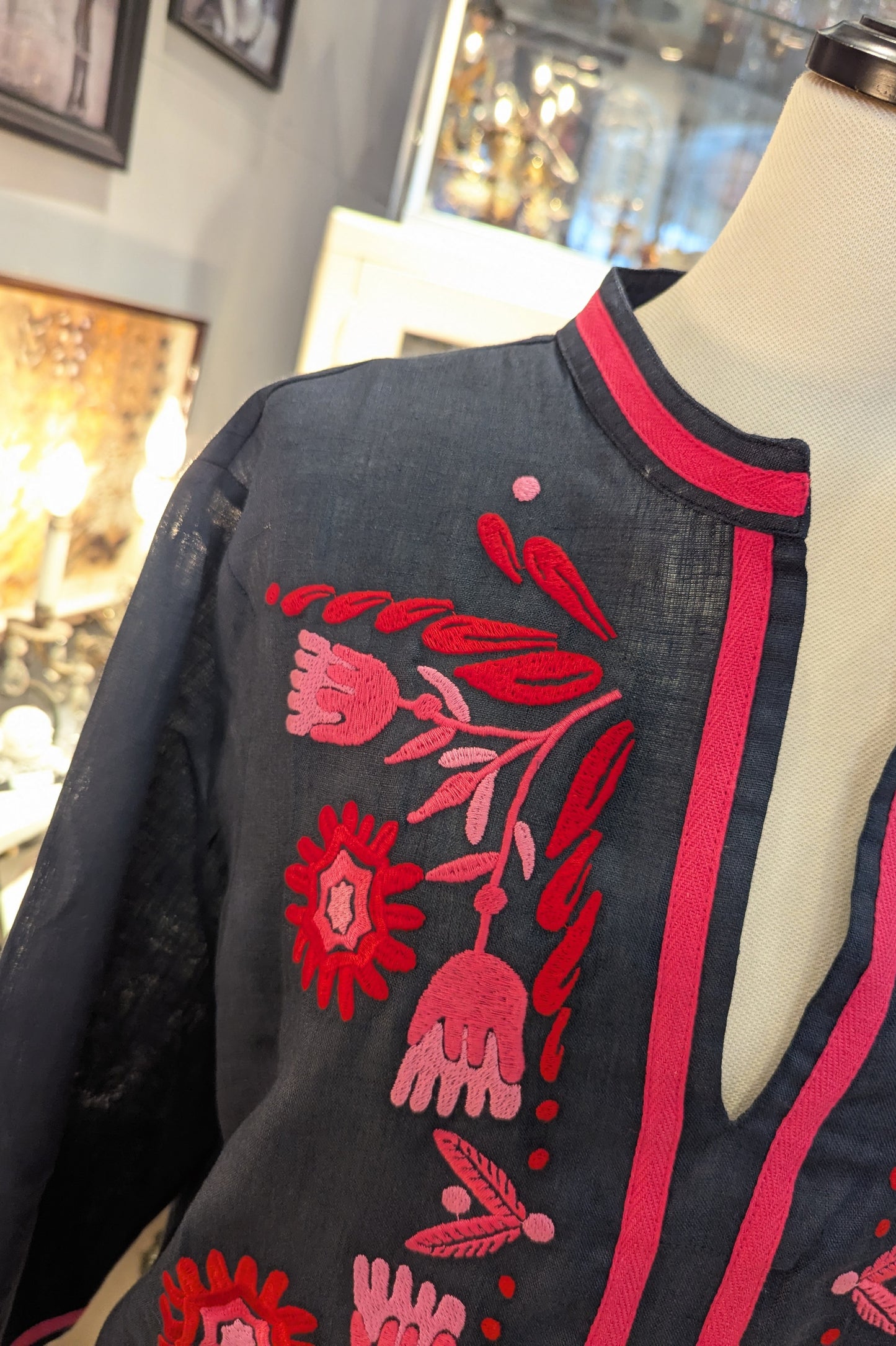 VILAGALLO Spain 花刺繍リネンチュニック