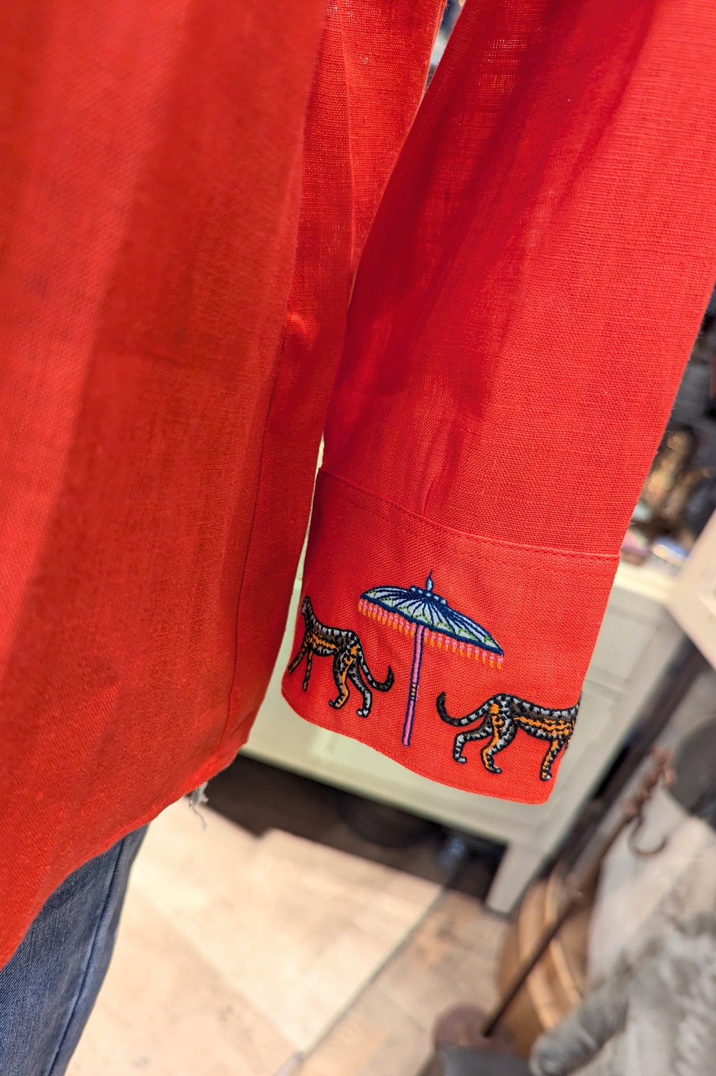 VILAGALLO Spain スカレーットレッド リネンシャツ