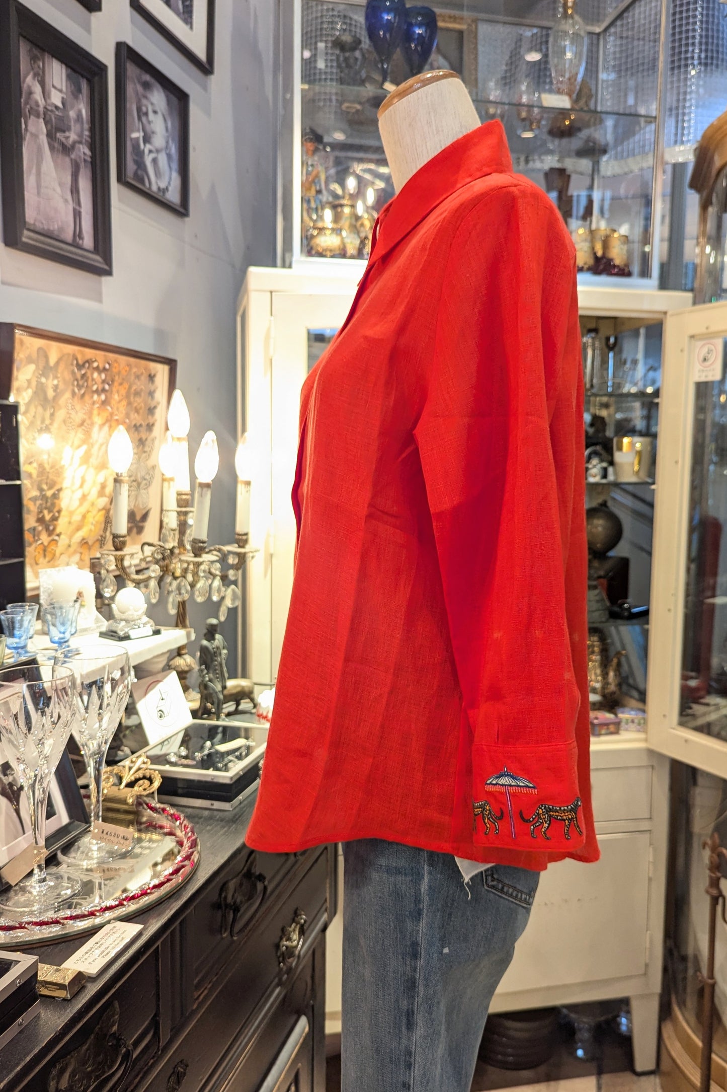 VILAGALLO Spain スカレーットレッド リネンシャツ