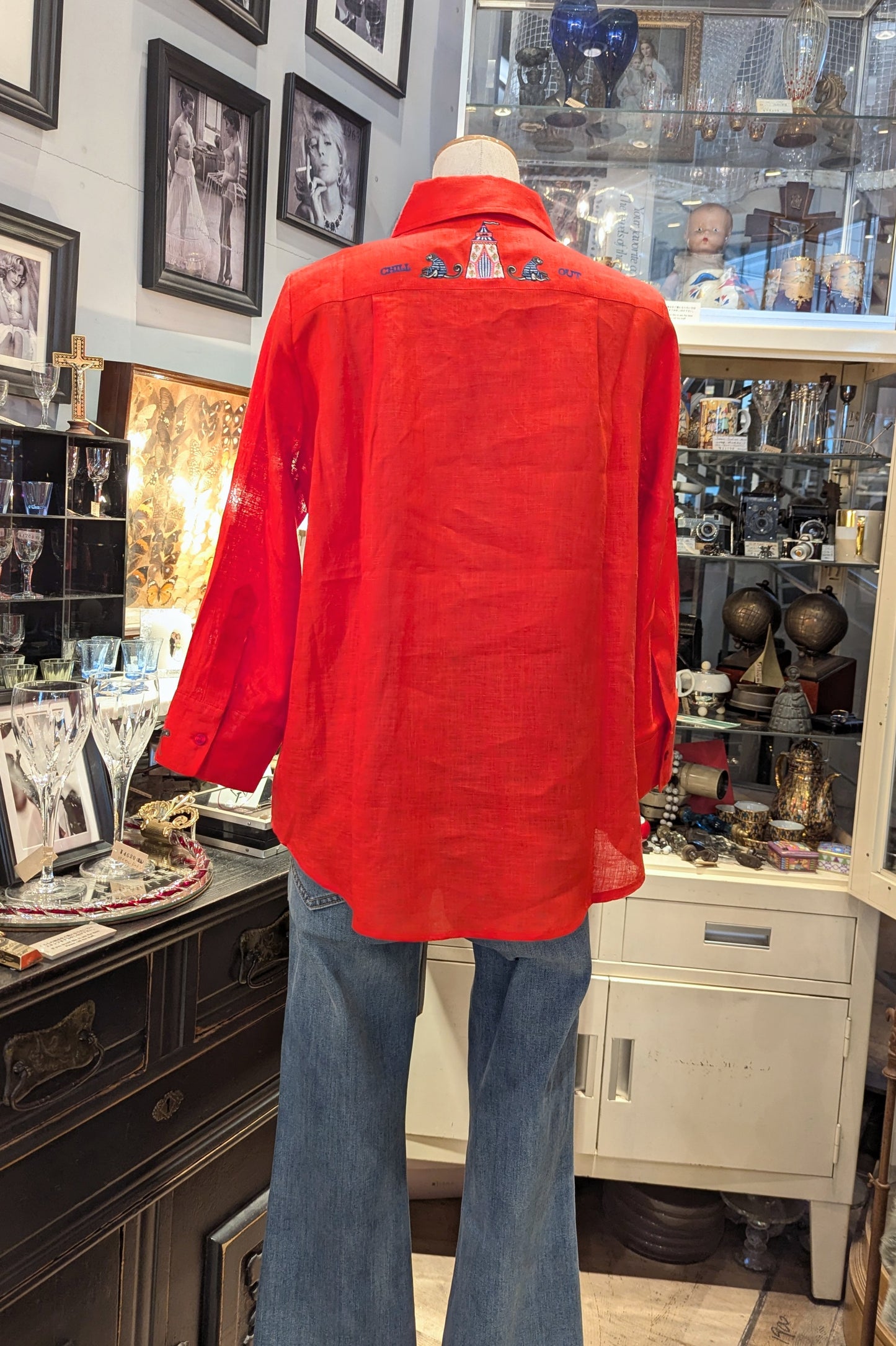 VILAGALLO Spain スカレーットレッド リネンシャツ