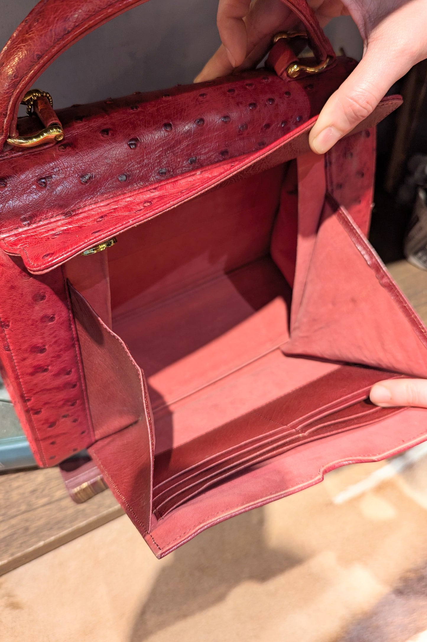 vintage オーストリッチBag レッド