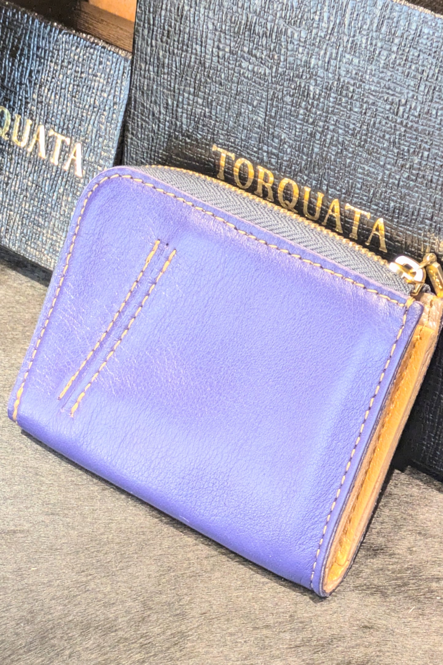 トルクアータ 昆虫刺繍 コンパクトL字財布 ハナムグリ/パープル
