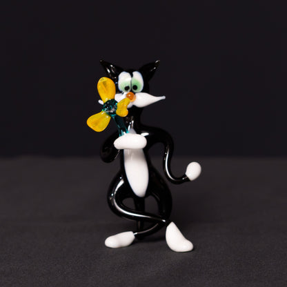ガラス細工 黒猫 フィギュリン ムラーノ バーナーワークオブジェ