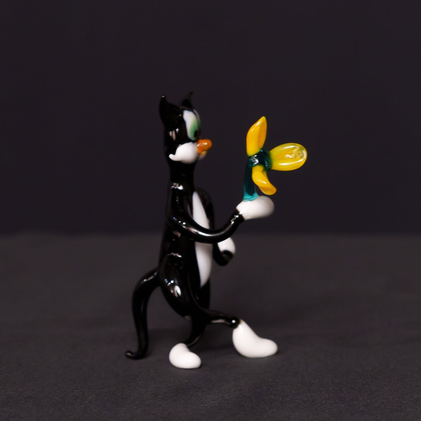 ガラス細工 黒猫 フィギュリン ムラーノ バーナーワークオブジェ