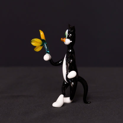 ガラス細工 黒猫 フィギュリン ムラーノ バーナーワークオブジェ