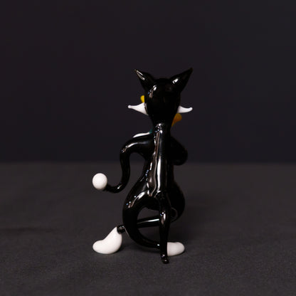 ガラス細工 黒猫 フィギュリン ムラーノ バーナーワークオブジェ