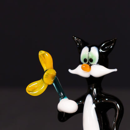 ガラス細工 黒猫 フィギュリン ムラーノ バーナーワークオブジェ