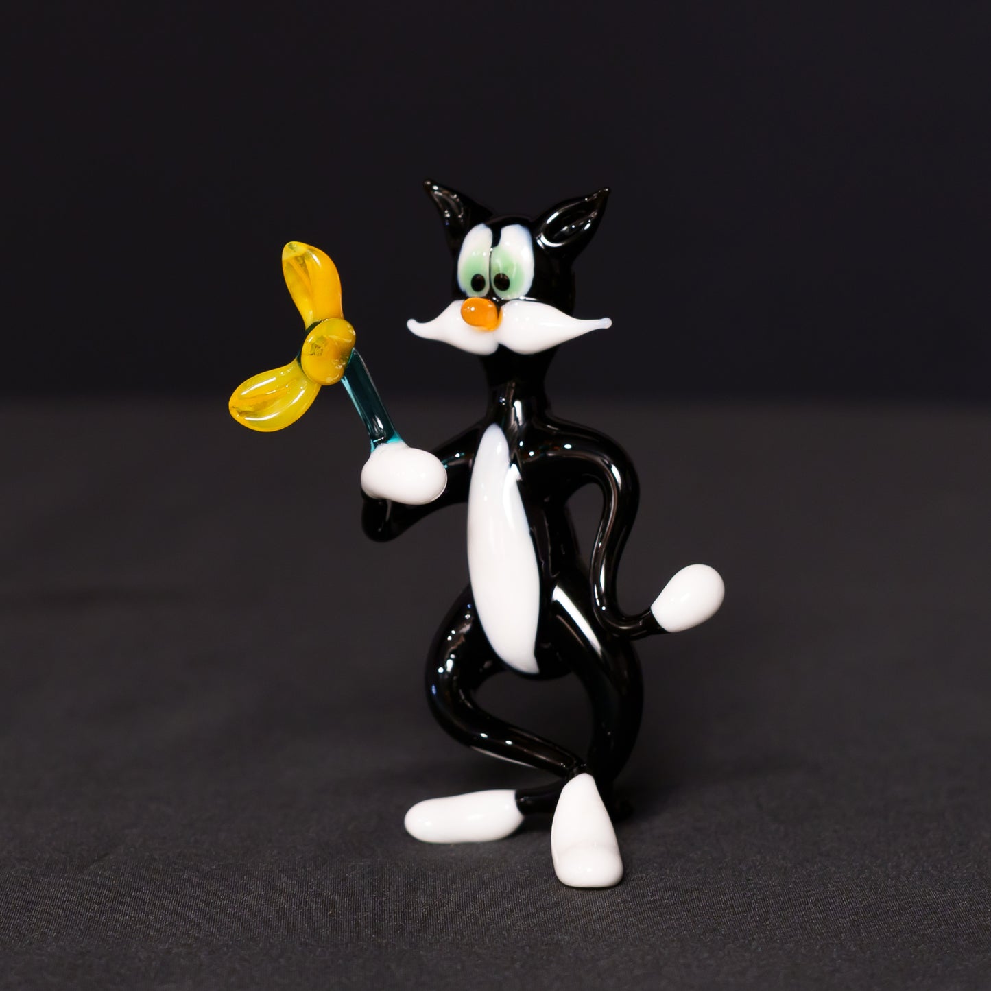 ガラス細工 黒猫 フィギュリン ムラーノ バーナーワークオブジェ