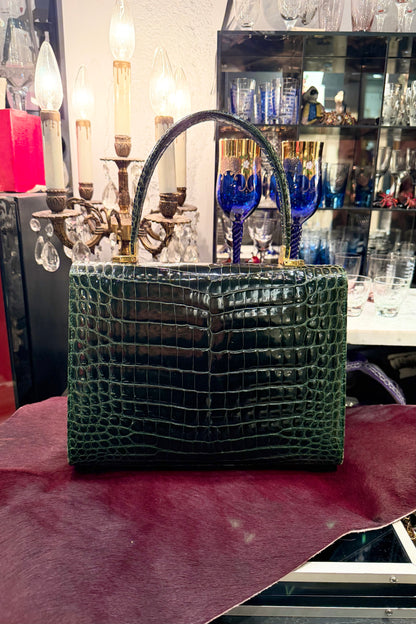 vintage bag モスグリーン　クロコダイル