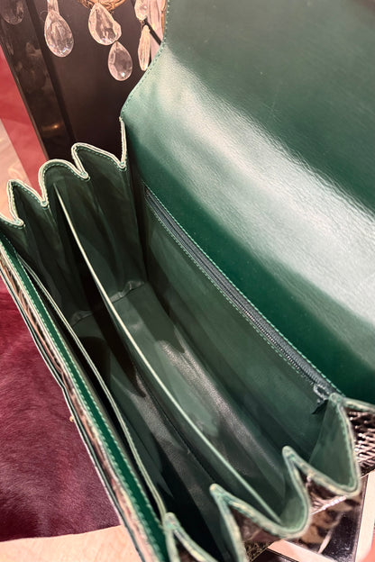 vintage bag モスグリーン　クロコダイル