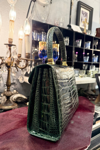 vintage bag モスグリーン　クロコダイル