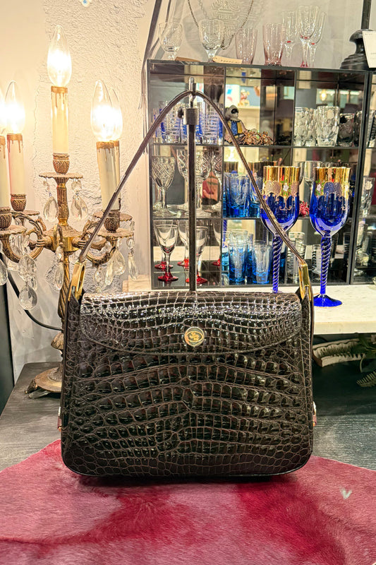 vintage bag　イタリア製　クロコダイルハンドバッグ