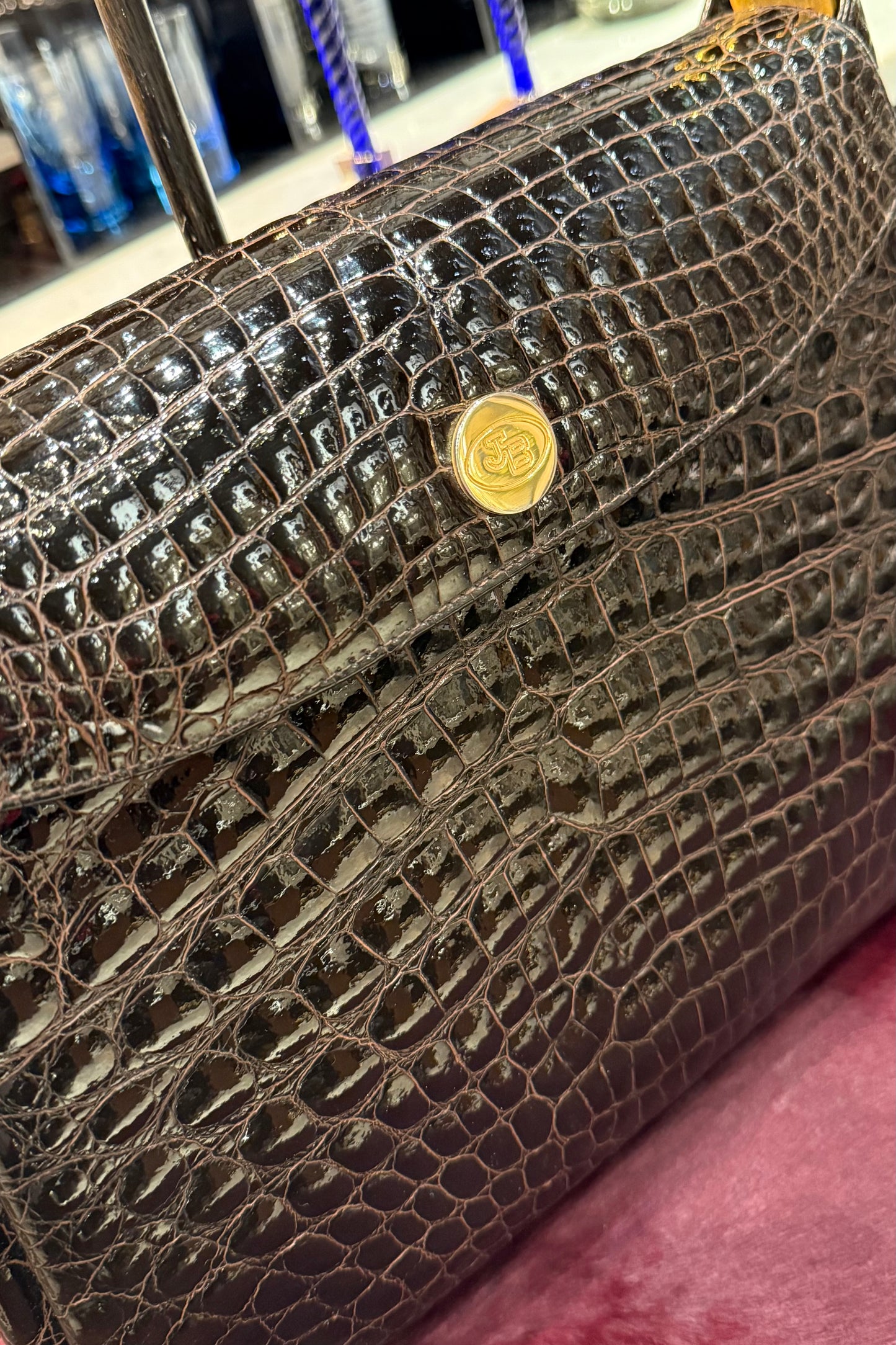 vintage bag　イタリア製　クロコダイルハンドバッグ