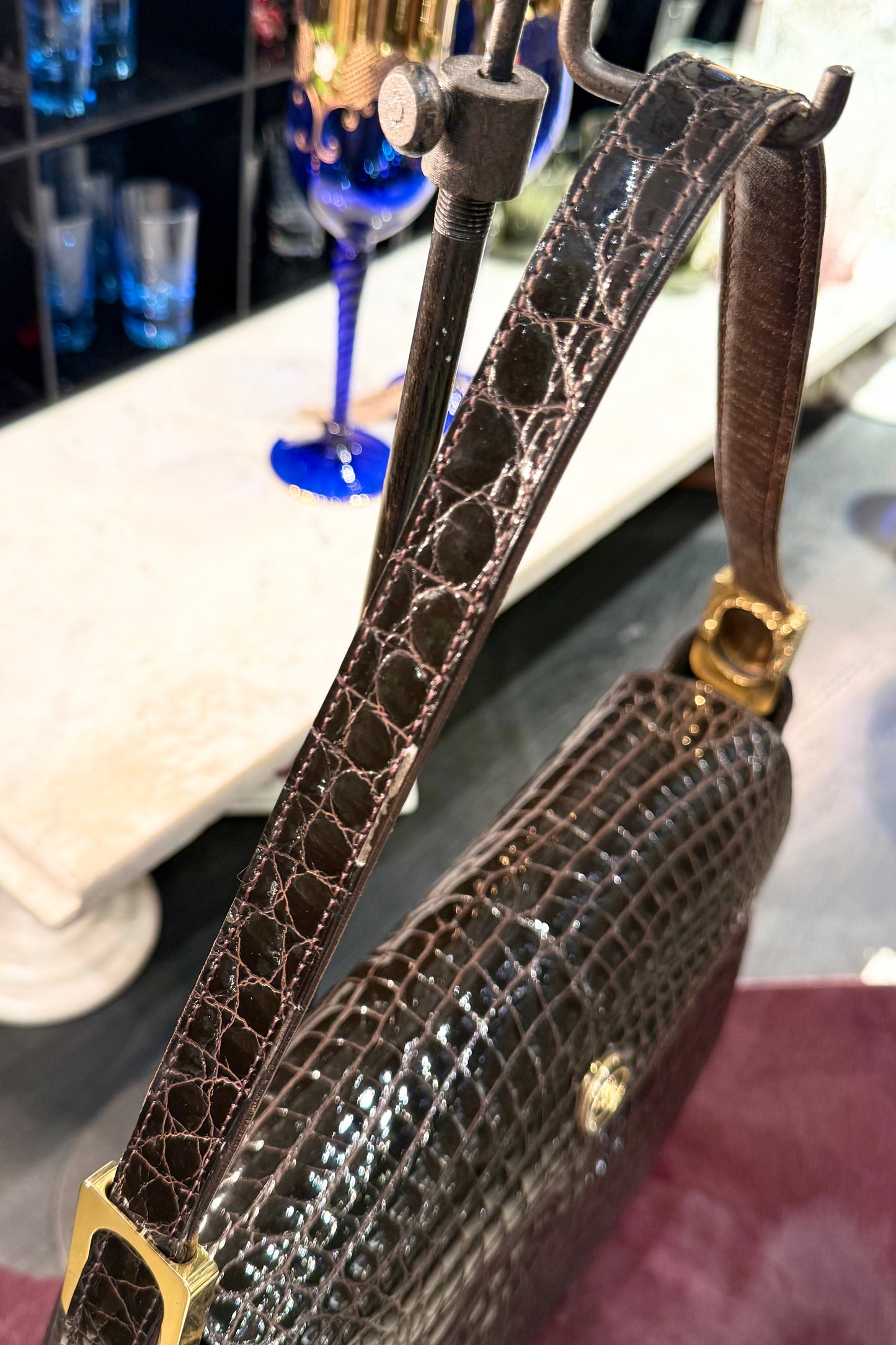 vintage bag　イタリア製　クロコダイルハンドバッグ