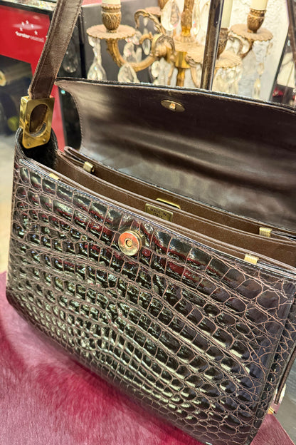 vintage bag　イタリア製　クロコダイルハンドバッグ