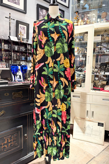 イタリア製　南国刺繍柄シャツワンピース