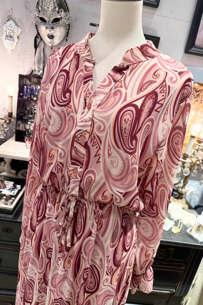 LAMIAR イタリア　ペイズリー柄シフォンワンピース