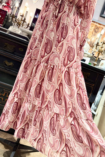 LAMIAR イタリア　ペイズリー柄シフォンワンピース