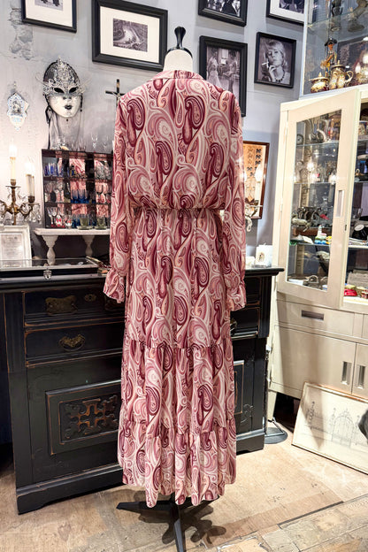 LAMIAR イタリア　ペイズリー柄シフォンワンピース
