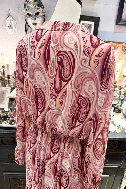 LAMIAR イタリア　ペイズリー柄シフォンワンピース
