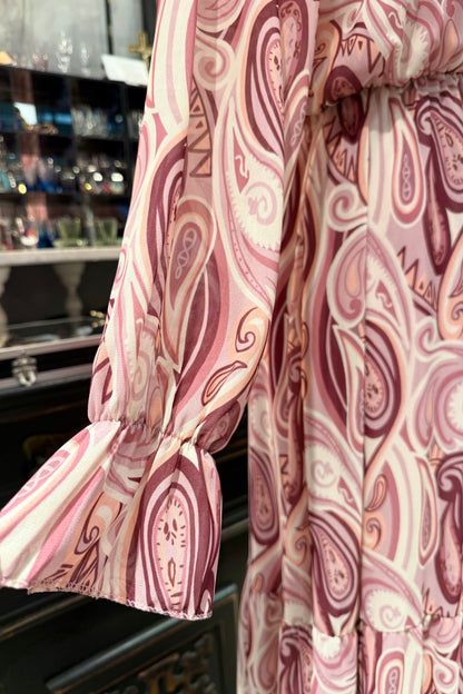 LAMIAR イタリア　ペイズリー柄シフォンワンピース