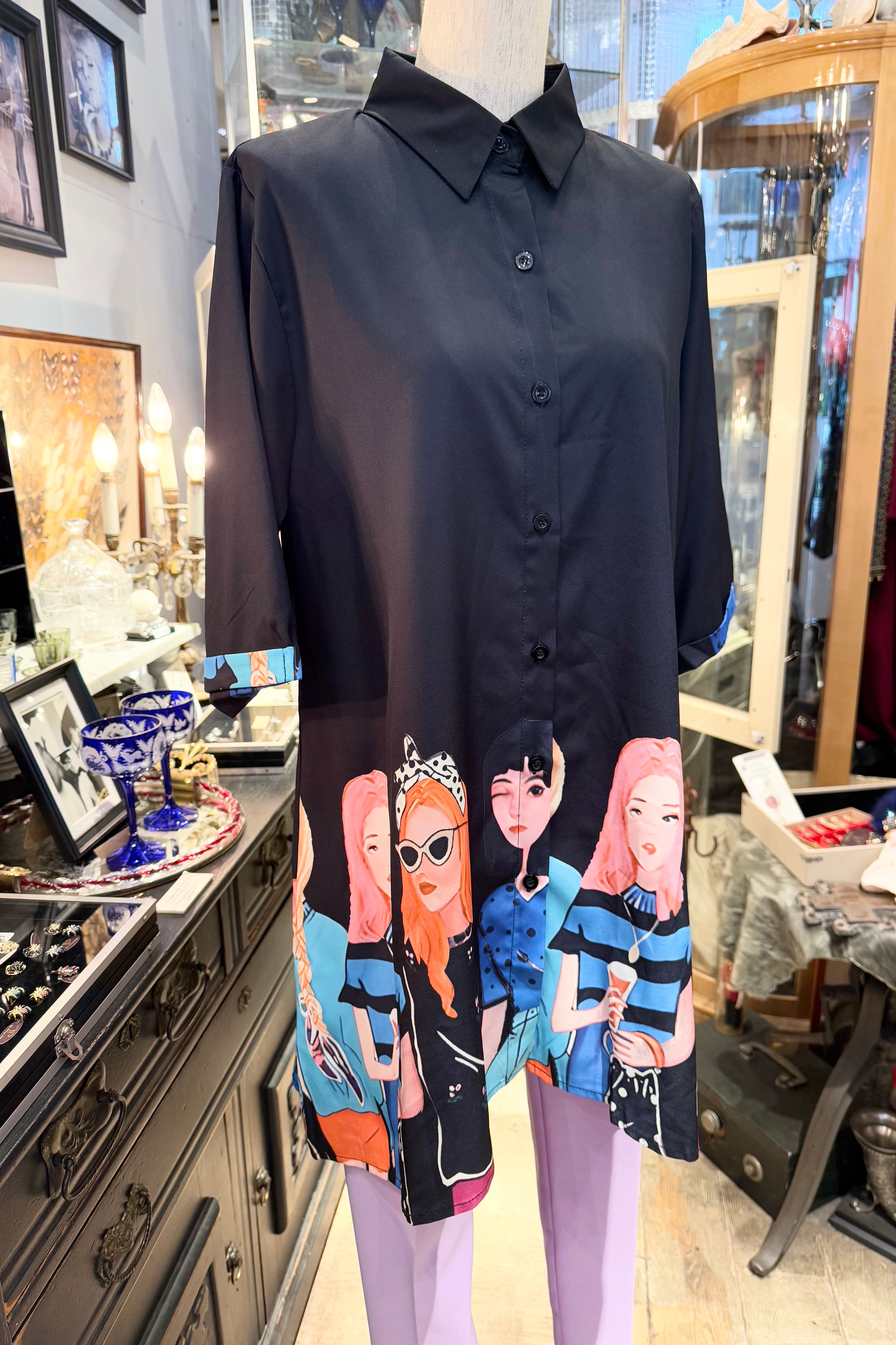 Lady柄 チュニック丈シャツBlack – GALLERY M ヴェニスの商人
