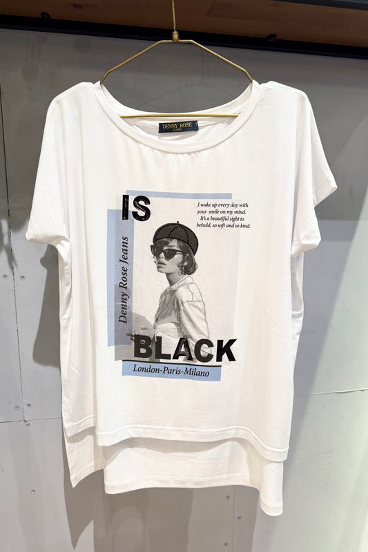 DENNY ROSE italy レディ柄ビジューTシャツ