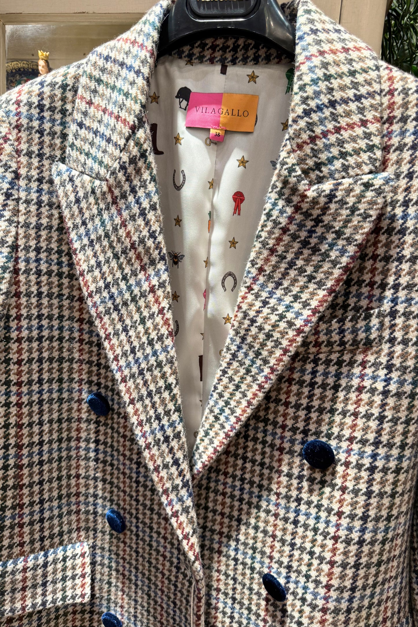 VILAGALLO Spain ブラウンチェックコート