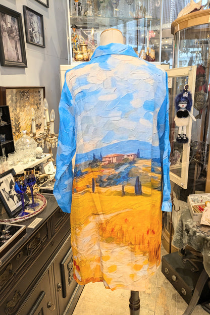 絵画を纏う　油絵プリントのシャツワンピ