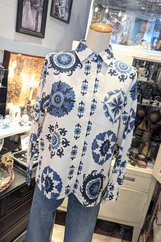 VILAGALLO Spain スペインタイル柄シャツ