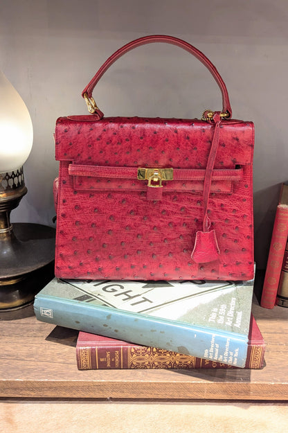 vintage オーストリッチBag レッド