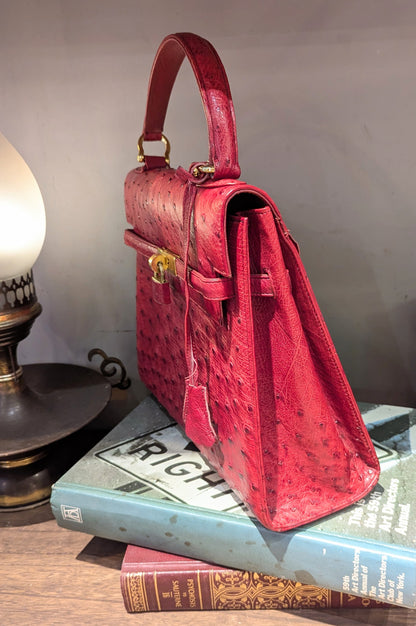 vintage オーストリッチBag レッド