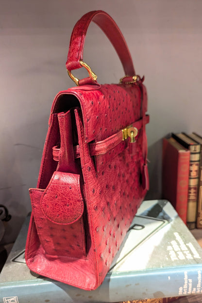 vintage オーストリッチBag レッド
